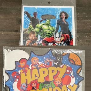 Marvel Avengers Happy Birthday Cake Cupcake Toppers 30 Party Favor Bags Supplies